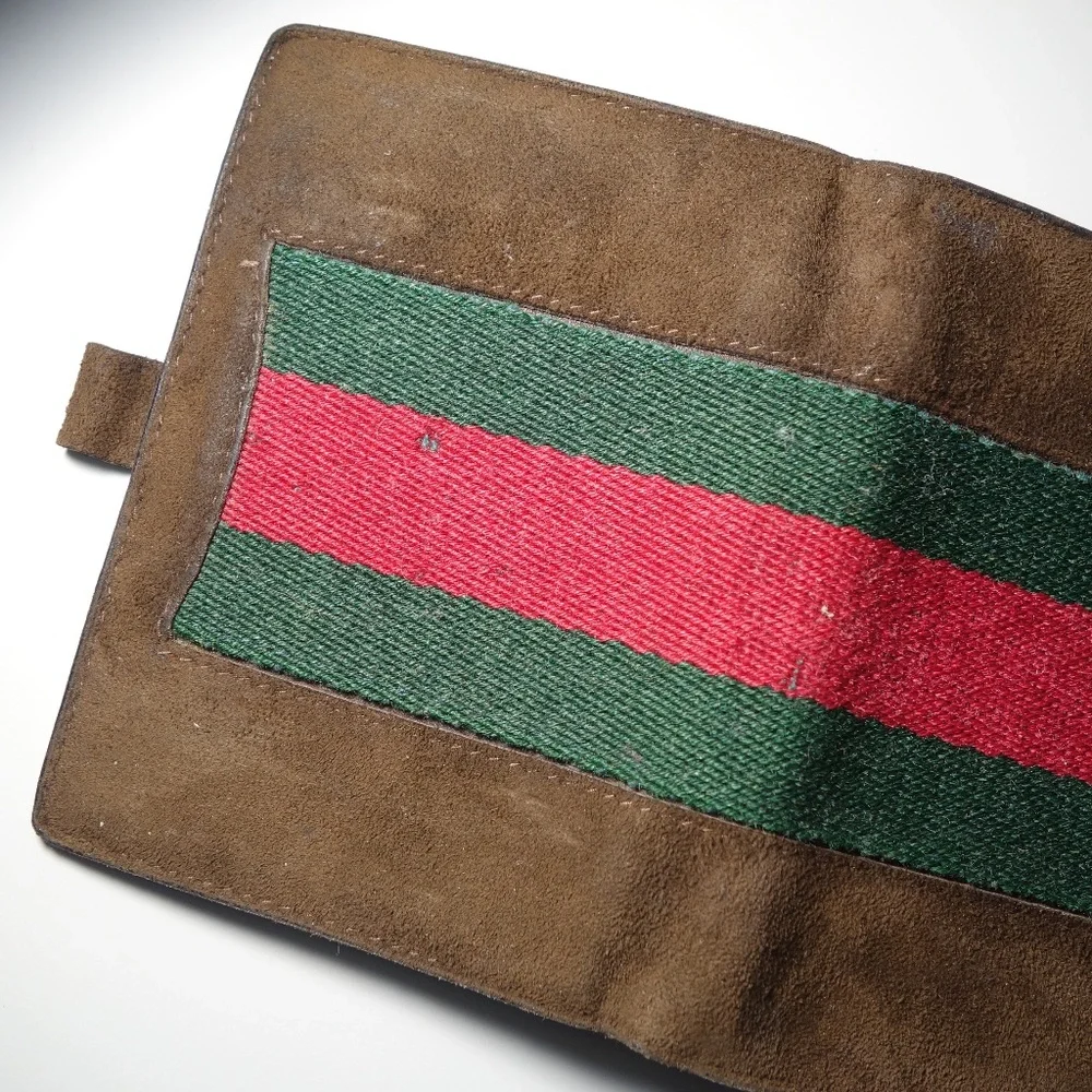 Vintage 1974 Gucci Leather Suede Mini Agenda Made In Italy With Ballpoint Pen